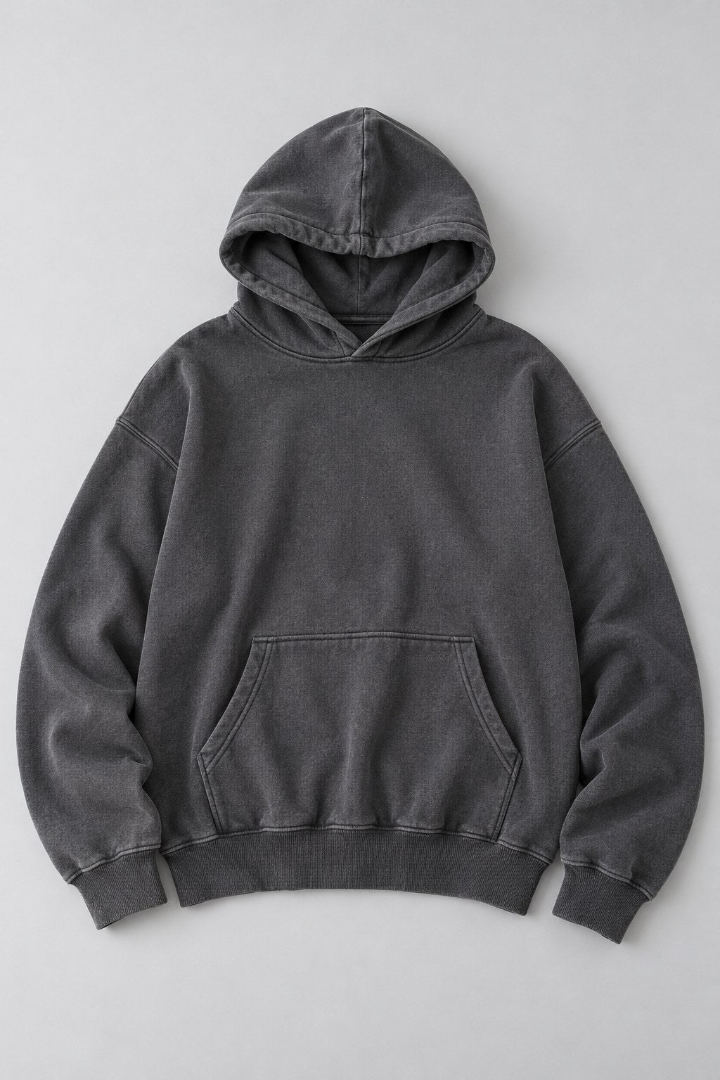Oversized Full-Zip Fleece Hoodie - Black