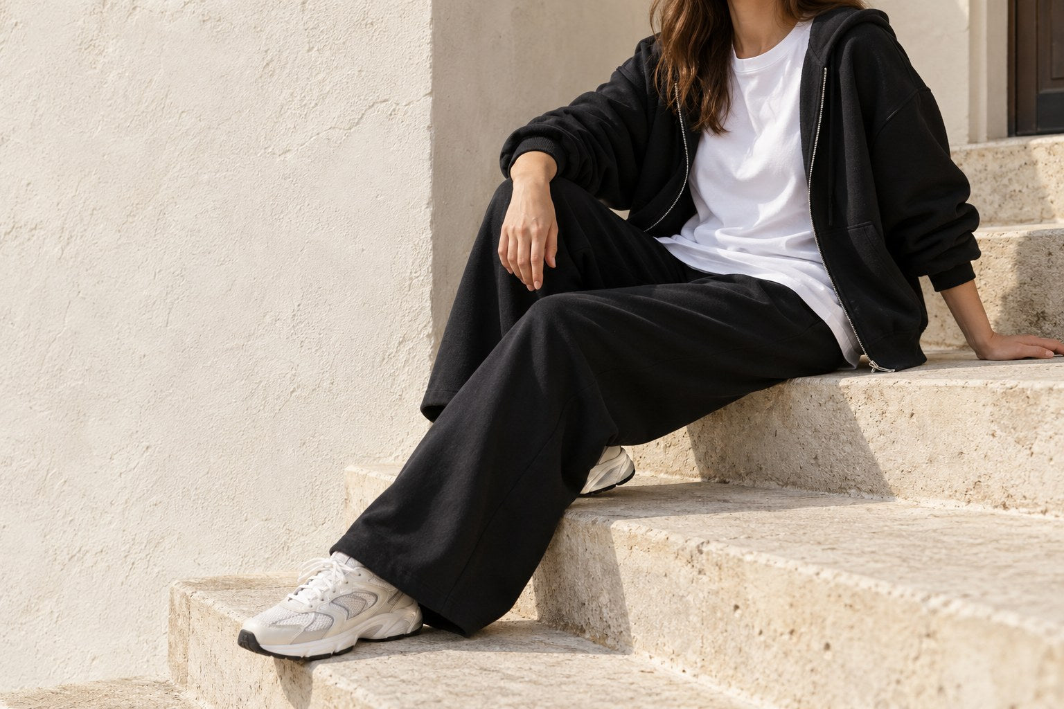 Natural light falling on relaxed cotton clothing